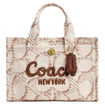 Coach Cargo 26 Tr&uuml;kitud logoga t&otilde;mblukuga kott Ostukott Signature l&otilde;uendist K&auml;ekott Keskmine Naiste kott Messing Looduslik CAM61-B4NP Basic Set (Bag+Dust Bag)
