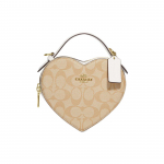 Coach Heart 15 Klassikaline Monogramm T&otilde;mblukuga Sulgemine S&uuml;damekujuline Kaetud L&otilde;uend Ja Nahk Mini &Otilde;la Crossbody Kott Naiste k&auml;ekotid Hele-Khaki CJ450-IMDQC Basic Set (Bag+Dust Bag)