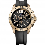 Tommy Hilfiger Nolan Must sihver Must silikoon/kumm Meeste kvartskell 1791145 must