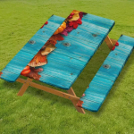 Tuulekindel Elastne Telkimise Piknikulaua ja Pingi Kattekomplekt Laudlina V&auml;listingimustes Ristk&uuml;likukujulised Laudlinad Sobivad 4FT/6FT/8FT Lauale 4FT-76x122cm