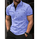 Uus Meeste Kraega Polo S&auml;rk Flamingo L&uuml;hikeste Varrukatega Moodne ja Personaalne Tr&uuml;kitud Street Top XXXL sinine