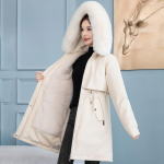 Parker Clothing Naiste Keskmise Pikkusega Puuvillaga T&auml;idetud Jakk, Puuvillaga T&auml;idetud Jakk, Talvine Sametiga Vooderdatud Jakk, Karuskraega Jakk L beež