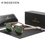 KINGSEVEN K&auml;sit&ouml;&ouml;na valmistatud musta p&auml;hklipuu puidust p&auml;ikeseprillid Meestele Polariseeritud UV400 kaitse Poolraamita Retro prillid Naistele S&otilde;itmiseks Other roheline