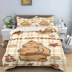 Kapiibarad Tekikott Anime Voodipesu Padjap&uuml;&uuml;r Tr&uuml;kitud &Uuml;ldine Laste ja T&auml;iskasvanute Komplekt Queen Size Reaktiivne Tr&uuml;kk Tekk 135x200cm