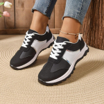 Naiste ketsid Kerged nahast vabaajajalatsid Kevad/s&uuml;gis Paelkinnitusega vulkaniseeritud kingad Naistele Vabaaja korterid 36 must