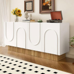 Moodne buffet, neli ust, neli sahtlit, elegantne hoiukapp elutuppa ja s&ouml;&ouml;gituppa, esikum&ouml;&ouml;bel, valge