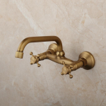 Antiikne pronks seinasisese t&auml;isvaskseinasegisti, topeltristk&auml;epidemed kuumale ja k&uuml;lmale veele, p&ouml;&ouml;ratav tila, vintage vannitoa seinasegisti (as the picture,Brass)