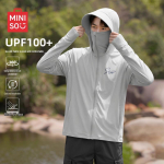 MINISO Meeste kerge UV-kaitsega kapuutsiga jakk M helehall v&auml;rv