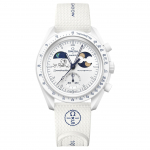 Swatch x Omega Biokeramiline Kuumissioon Maafaasi Kuuvalgus Kuldne K&uuml;lm Kuu Meeste Kellad Valge SO33W701L White Dial