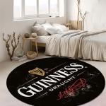 Guinness Draught Vintage Logo &Uuml;mmargune Vaip Must Grunge Tr&uuml;kiga Libisemiskindel &Uuml;mmargune P&otilde;himatt Baar Meeste Koobas M&auml;ngutool Kodu Sisustus Vaip 100x100cm( 27x39in ) gray