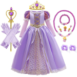 Rapuntsli kleit printsessi kost&uuml;&uuml;mikomplektid Laste s&uuml;nnip&auml;ev Karnival Halloweeni pidu Peokleit T&uuml;drukute Tangled Cosplay riided 2-10 aastat 2T (Tag 100) gray