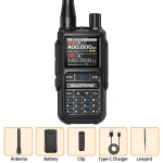 Baofeng UV 5R Mini raadiosaatja Bluetooth programmeerimine Sagedus Kahekordne PTT Sagedusriba Type-C AM/FM Raadio matkamiseks jahiks USB Plug must