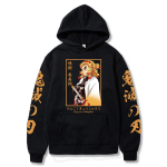 Meeste ja naiste pikkade varrukatega Anime Demon Slayer Hoodie Meeste Naiste Kyojuro Rengoku Pusa Talve t&auml;navar&otilde;ivad 2XL black