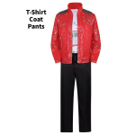 Michael Jacksoni Cosplayi riietus punase nahkjakiga ja p&uuml;kstega lavashowdeks 2XL red
