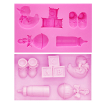 Silikoonist vormipardi pudeli nibu t&auml;hestiku plokist kingad beebi m&auml;nguasjade seeria vormikoogi kaunistamise t&ouml;&ouml;riist roosa