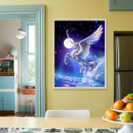 Teemanttikandid Moon Night Horse Loom K&auml;sitsi valmistatud Teemantmaal Ristitikandid Kodukaunistus 20X30CM