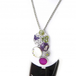 NOA [H8993] - Collier Cr&eacute;ateur 'Carmen' violet vert lilla