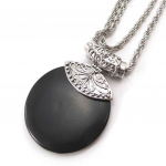 Les Tr&eacute;sors De Lily [J8071] - Collier 'Kilimanjaro' noir argent&eacute; (bois) must