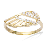 Bague plaqu&eacute; or 'Les Ailes d'Ange' blanc dor&eacute; - 8 mm 50 kuld