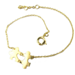 7bis [Q1389] - Bracelet artisanal 'Puzzle Design' dor&eacute; - 16x10 mm kuld