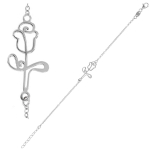 Les Tr&eacute;sors De Lily [Q9388] - Bracelet Argent artisanal 'Tulipe' argent&eacute; (rhodi&eacute;) - 25x13 mm h&otilde;be
