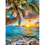 Teemantmaaling P&auml;ikeseloojang merel T&auml;isruudukujuline ristpistes 5D Teemanttikandid Ranna kookosp&auml;hklipuu maastik Pildid Rhinestones Mosaiik Kodukaunistus Full Round 20X30CM