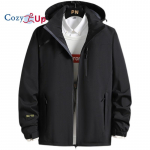 Cozy Up meeste veekindel vihmajope II kapuutsiga hingava tuulejakiga &otilde;ues matkamiseks. M must