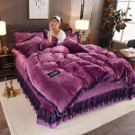 King-suurus/queen-suurus/t&auml;issuuruses lina tekikattega padjap&uuml;&uuml;ri komplekt paks puuvillane magamistoa lihtne voodipesu kvaliteetne full4pc1.8m