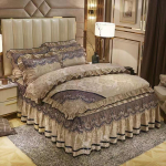 King-/queen-size/twin-suurus pitsvoodi seelik tekikate Padjap&uuml;&uuml;r Neljaosaline komplekt tihendav soe magamistuba Lihtne voodipesu Kvaliteetne s&uuml;gistalv Full 4pcs