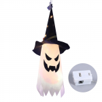 1 tk Halloweeni n&otilde;iak&uuml;bar, rippuv valgus, kummitusv&otilde;luri m&uuml;ts, kujuga LED kummituslamp, akutoitega 1PC valge