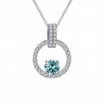 BagueRingen 100% 925 Sterling h&otilde;be ripats naistele Ehted Moissanite teemant kaelakee s&auml;deleva moissanite kiviga 1.0ct sinine