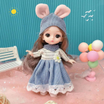 16 cm mini liigutatav nukk t&uuml;drukutele m&auml;nguasi 3D suurte silmadega BJD printsess T&auml;ielik riietus Kleidid Kollektsioon Lastele nuku kingitus B