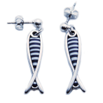 Les Tr&eacute;sors De Lily [R6431] &ndash; k&auml;sit&ouml;&ouml;na valmistatud k&otilde;rvar&otilde;ngad 'Colombine & Harlequin' h&otilde;bedast merev&auml;rvi (sardiinid) - 35x7mm sinine