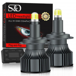 2tk CSP H7 LED 20000LM H1 HB3 9005 HB4 9006 H8 H11 Led esitulede pirnid 9012 HIR2 8 k&uuml;lge 360 ​​kraadi Auto projektor Esilamp 12V 6500K H11 H8 H9
