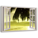 L&otilde;uendiprint aknavaade Sunset Palms 60x40 roheline
