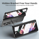 Kickstand kaasaskantav mobiiltelefoni &uuml;mbris Samsung Galaxy Z Fold4 Fold 4 5g Fold3 Zfold4 Fold 3 esiklaasist kile&uuml;mbrisele for Samsung Z Fold 3 kuld