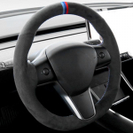 Auto Rooli Kate Rooli M&auml;his Suede Nahk Originaal Rooli Punutis Tesla Model 3 2015-2021 Model Y jaoks Style 5