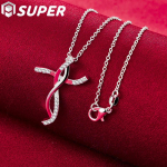 925 Sterling Silver Cross AAA tsirkoonist ripatsiga kaelakee ehted 45cm