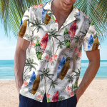 Meeste vaba vabaaja Hawaii n&ouml;&ouml;biga l&uuml;hikeste varrukatega tr&uuml;kitud rannas&auml;rk L roheline