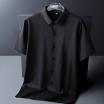 Business Ice Silk Traceless meeste l&uuml;hikeste varrukatega polos&auml;rk Ice Silk kiiresti kuivav kvaliteetne meeste s&auml;rk M-8XL XL must