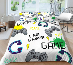 3D-m&auml;ngukonsooli voodipesu komplekt M&auml;ngija suletekk ja padjap&uuml;&uuml;r m&auml;nguk&auml;epide, tr&uuml;kitud pehme lukuga kodukaunistus Baby 100x135cm