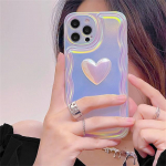 Luksuslik Laser 3D Love Heart Wave Edge telefoni&uuml;mbris iPhone 13 12 11 Pro Xs Max X Xr Stiilne Aurora p&otilde;rutuskindel pehme tagakaas For iPhone XS Max