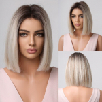 HairCube L&uuml;hikesed sirged Bob-soeng Parukad tukkidega Kuumakindlad s&uuml;nteetilised parukad naistele H&otilde;behallid Cosplay naturaalsed parukad