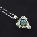 Solid 925 Sterling h&otilde;bedane t&uuml;rkiissinine topaasi k&auml;sitsi valmistatud Statement 18 tolli kaelakee ehted 18 Inch sinine