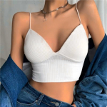 1 PC Naiste &Otilde;mblusteta K&auml;rbitud Aluspesu Traadivaba V-kujuline Camisole &otilde;hukesed rihmad Triibuline Solid Bralette Pesu &Uuml;heosalised torutopsid XYZ One Size valge