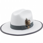 Valge suleb&auml;nd Wool Naised Mehed Fedora M&uuml;ts Talveks S&uuml;gis Elegantne Lady Gangster Trilby Vilt Homburgi kiriku Jazz M&uuml;ts 56-58CM
