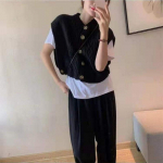 Vabaaja kardigan retro l&uuml;hike kampsun vest &uuml;he rinnaga kootud vest naiste kevad- ja s&uuml;gisene varrukateta kardigan vest naiste topp One Size must