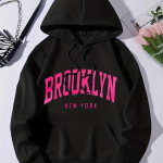 Naiste kirjatr&uuml;kiga Kangaroo Pocket Preppy Hoodie, pikkade varrukatega, n&ouml;&ouml;riga kapuutsiga dressipluus L