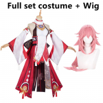Yae Miko Cosplay Kost&uuml;&uuml;m Parukas Kleit M&auml;ng Yaemiko Guuji Yae Cosplay Halloweeni peokost&uuml;&uuml;mid naistele L-(Full set+wig)