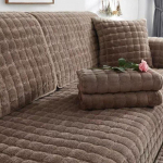 Sametine diivanikate Universaalne ruuduline pl&uuml;&uuml;s, libisemiskindel paksendatud elutoa diivani kate Soe flanellist diivanipadi k&auml;etugi seljar&auml;tik 90x160cm 1pcs tume kohvi v&auml;rv